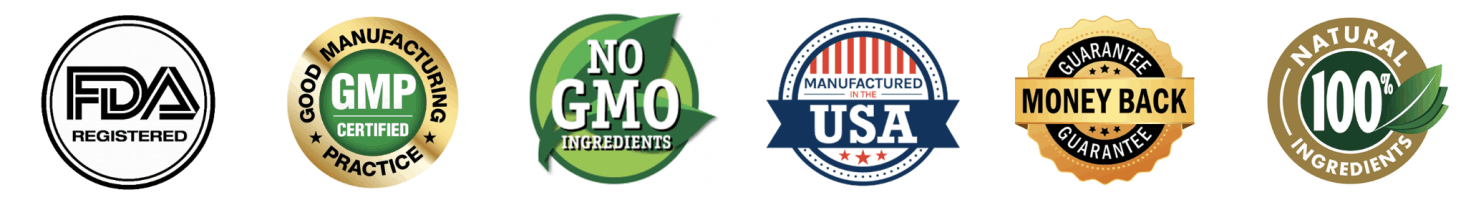 Nail Refresh trust badges — GMP certified, FDA registered, USA made, gluten free