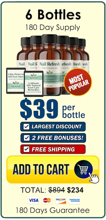 Nail Refresh 6 bottle package — 180-day supply, best value with free bonuses and shipping